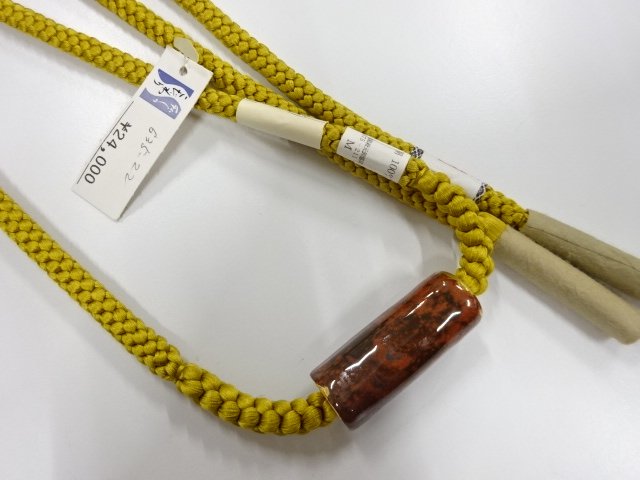  未使用品　陶器帯留め・正絹手組帯締めセット